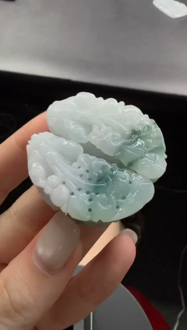 未镶嵌定制翡翠104-翡翠饰品一对毛货