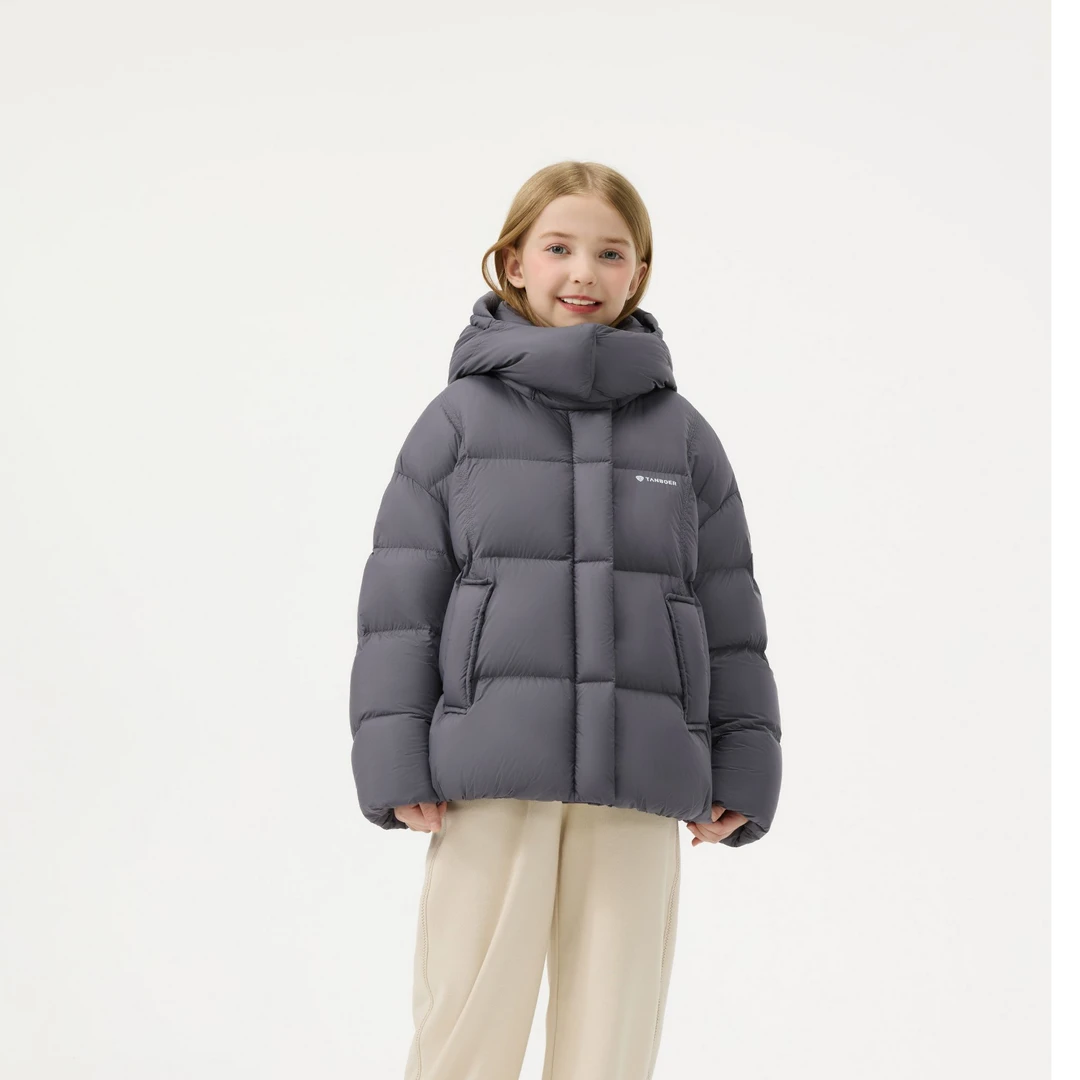 坦博尔2025新款秋冬脱卸帽泡芙羽绒服儿童中长款TC5530311Z