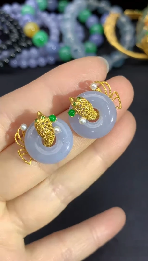 18K金镶嵌翡翠耳饰217-雪姐翡翠天天见