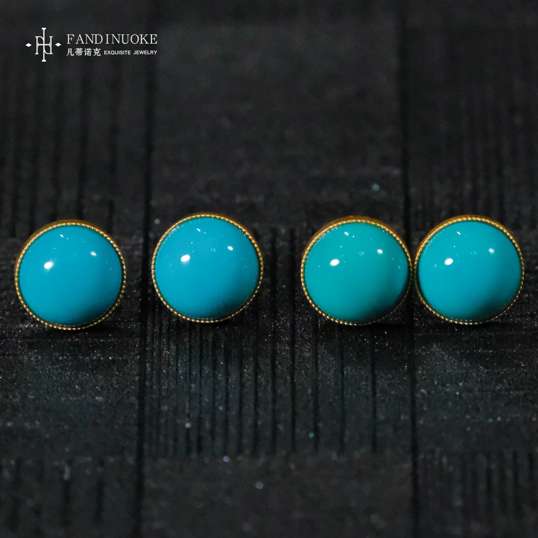 【加加专属】21 MJ60189-18k金绿松石定制款耳钉-多样性发一件-8mm
