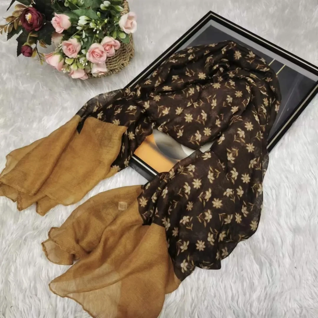时尚碎花围巾女百搭民族风复古外搭丝巾秋冬新款