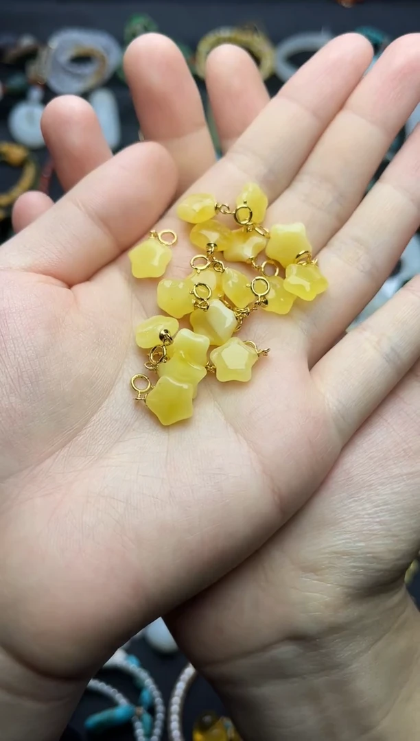 蜜蜡颈饰银S925镶嵌小星星多样性拍一发一06