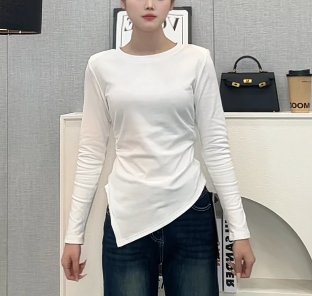 盛雅姿加磨毛时尚显瘦百搭设计感上衣（衣长51左右）889