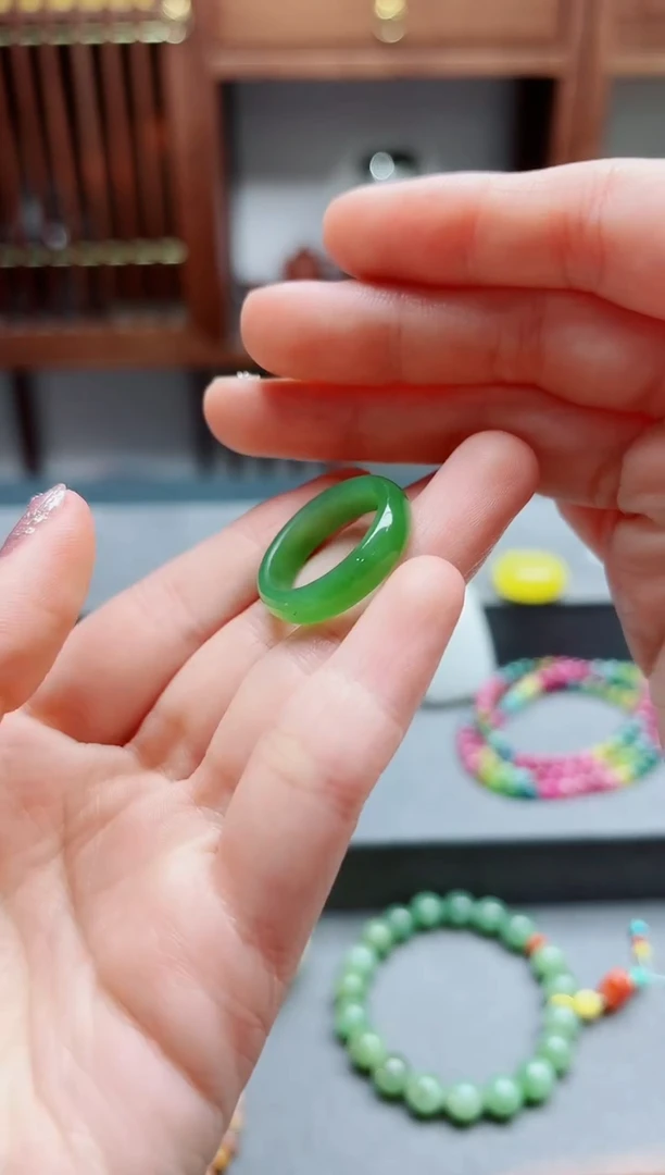 和田玉未镶嵌指环碧玉指环17-18#BDD