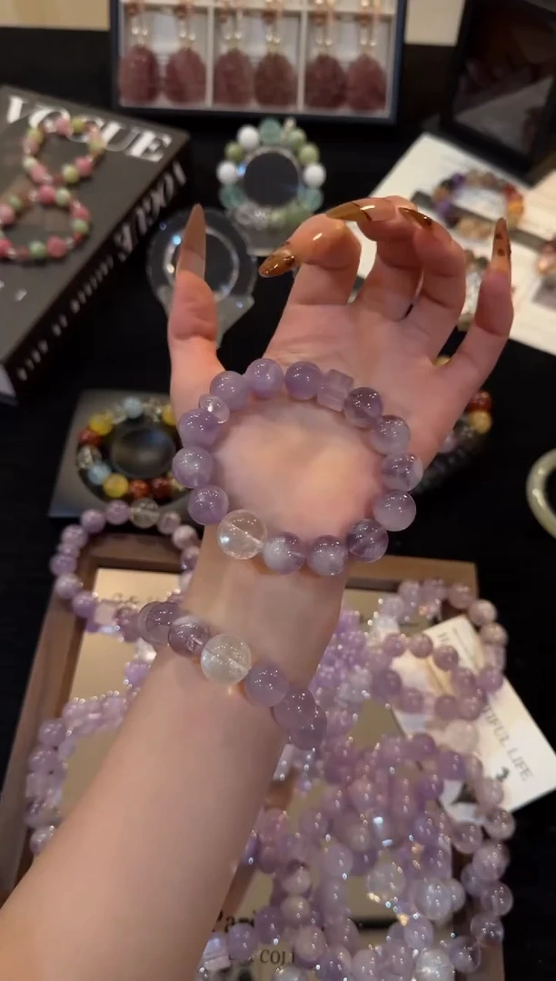 未镶嵌手链水晶紫兔毛x3447