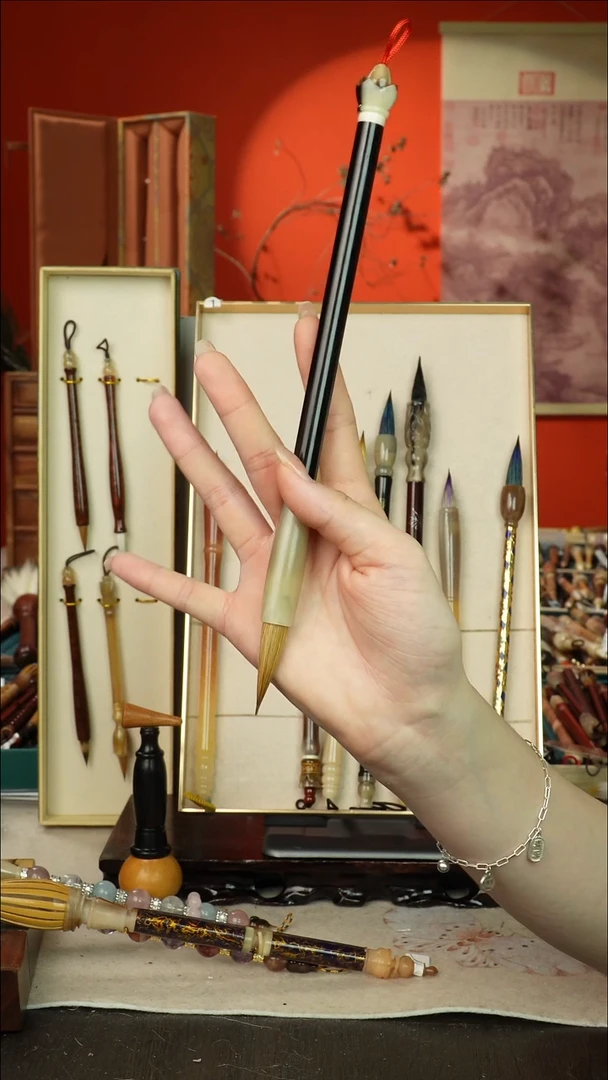 339号闪孤品高货毛笔链接 清水试笔 蘸墨不退