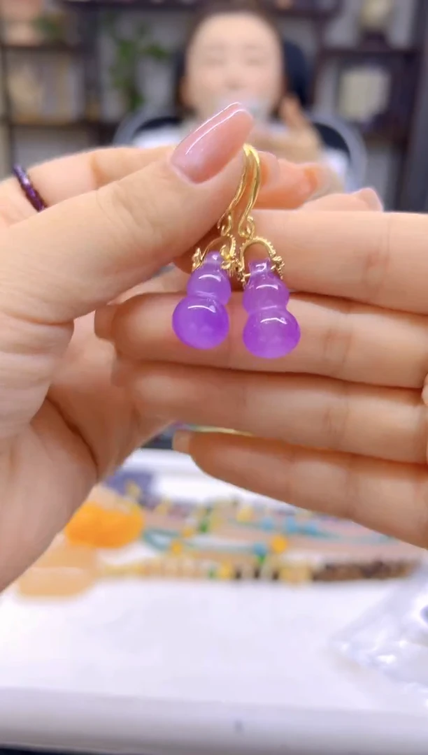 翡翠14K金镶嵌耳饰DIY款E543