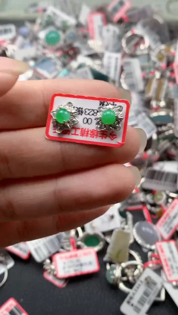银S925镶嵌戒指翡翠天然A货缅甸翡翠