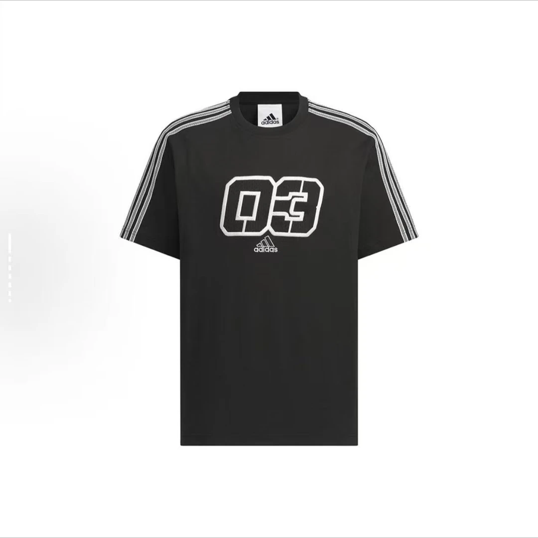 adidas/阿迪达斯SS25运动休闲舒适时尚短袖透气T恤男款黑色JX2633