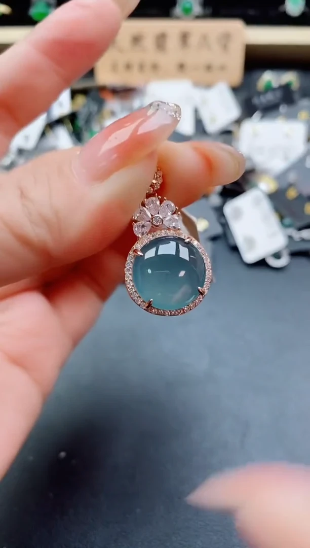 吊坠(赠链)银S925镶嵌翡翠1