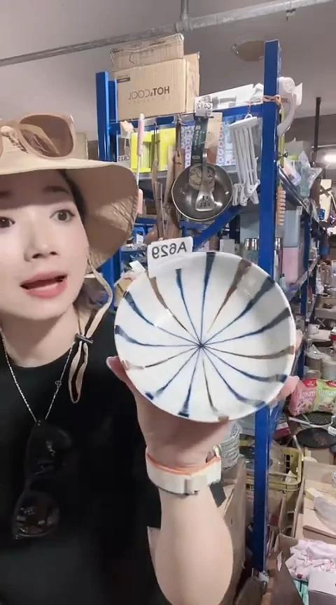 瓷片全新高端瓷器蓝十草14cm钵A629