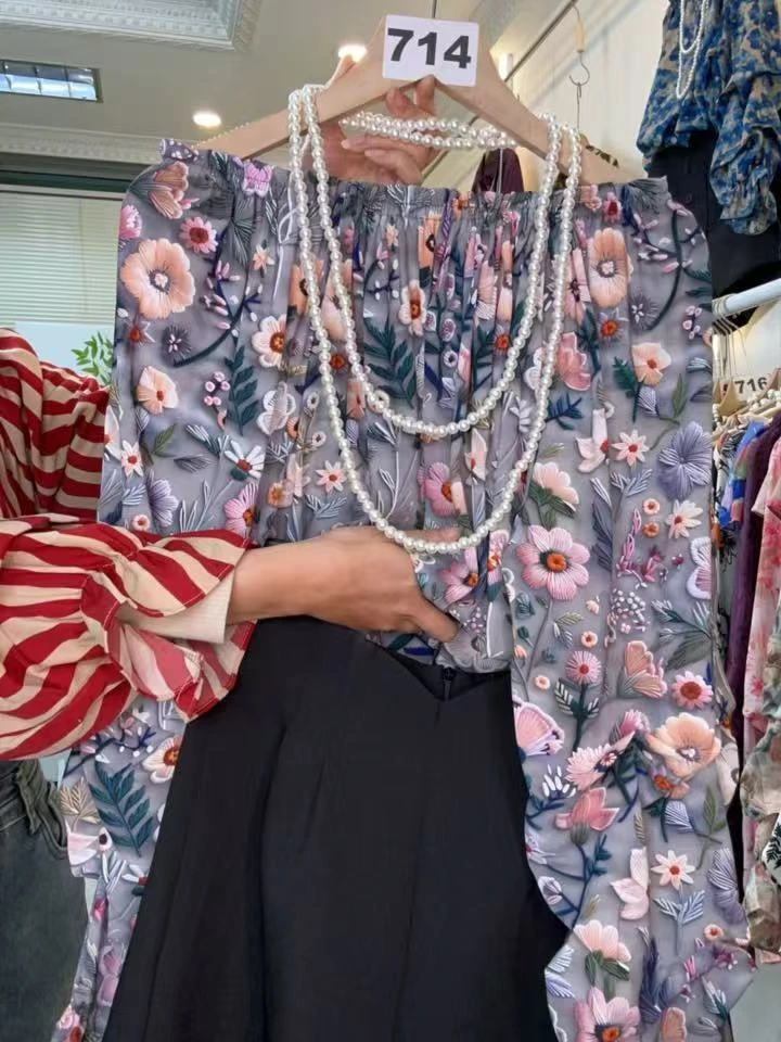 【】春秋冬夏天装季大码宽松感女潮简约款泡泡袖时尚韩版上衣长袖衣