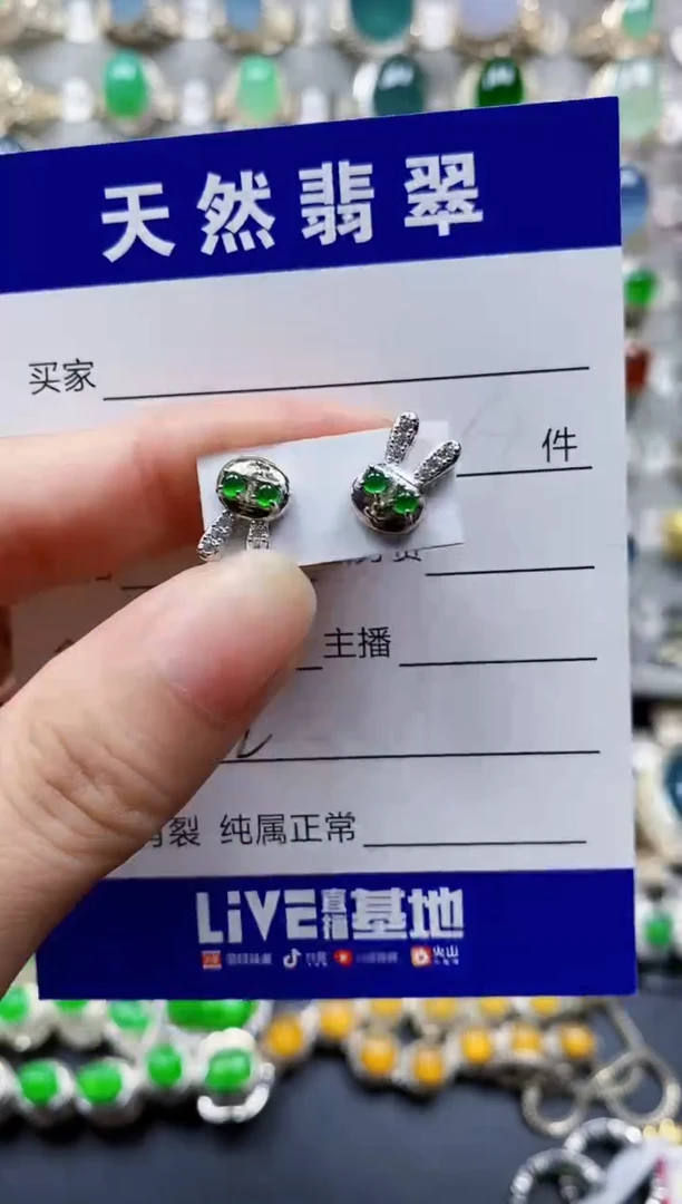 翡翠银S925镶嵌耳饰622