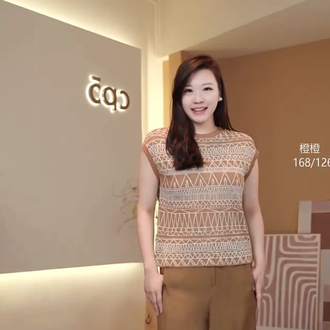 CP5长绒棉夏季无袖时尚休闲圆领气质针织提花上衣DRS106