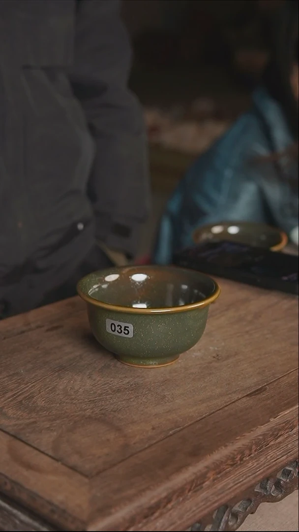 杯035号茶叶末洒金厚胎压手杯缩釉裸发