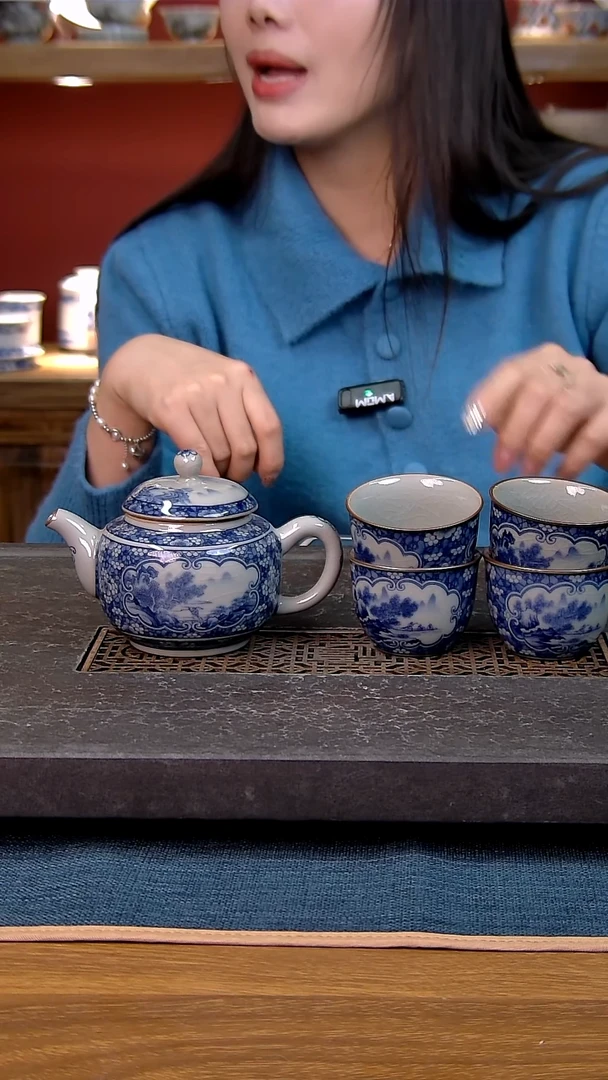 简装家用款5件套 老陶泥开片纹陶瓷茶具