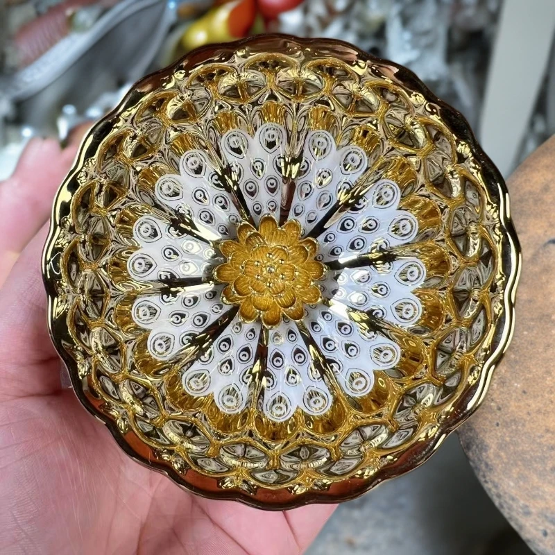 手工茶器 金玉满堂【金莲花孔雀眼】主人杯A