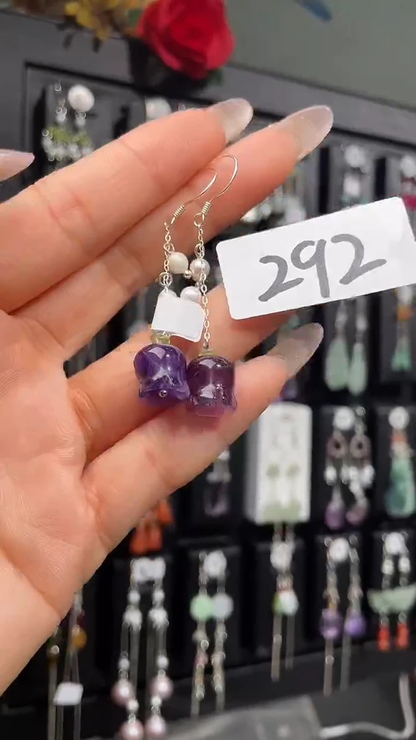 紫晶耳饰银S925镶嵌喜欢拍瑕