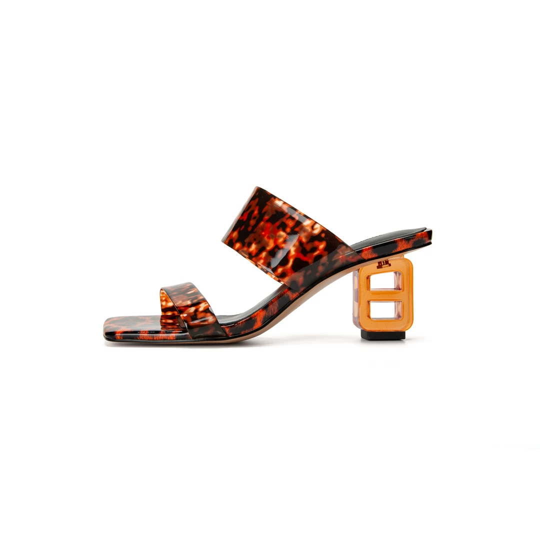 MUSIKA2025新款水晶跟凉鞋女小众法式透明一字带拖鞋女夏外穿