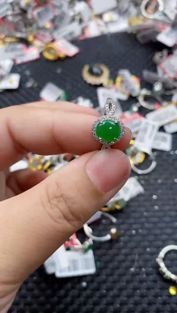 翡翠银S925镶嵌戒指77777---5