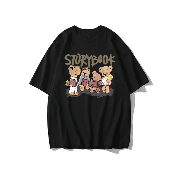 大码T恤卡通印花动漫宽松型短袖ins基础大众情侣宽松圆领