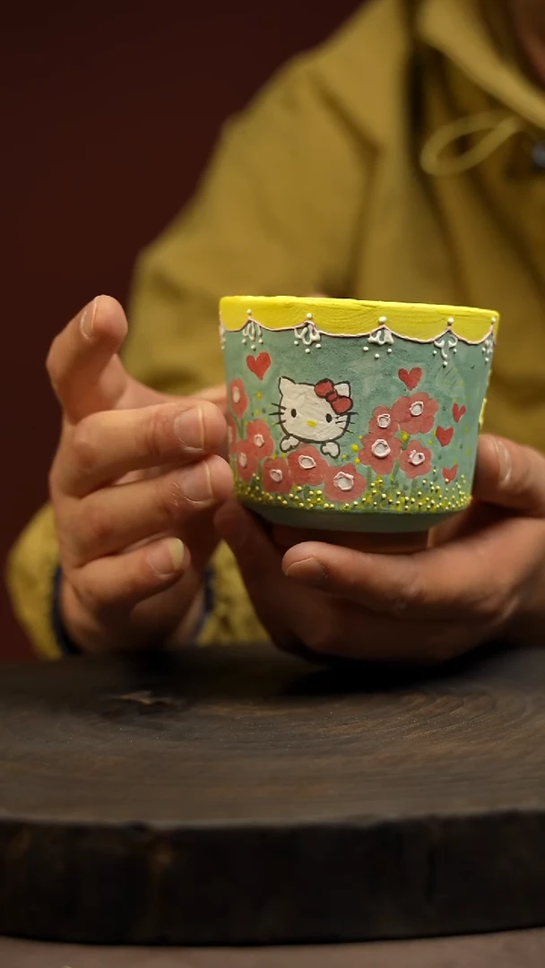 紫泥花盆立体釉卡通多肉花盆