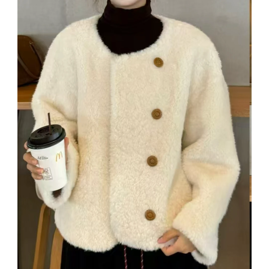 无印心匠简约~百搭 时尚百搭 皮毛一体 洋气外套 A13885