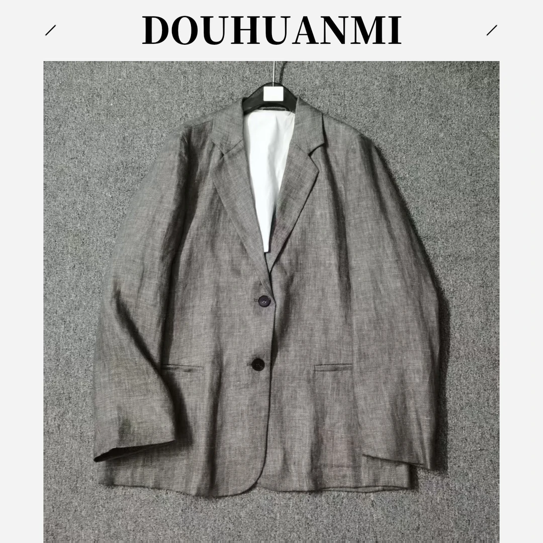 小西装落肩袖常规款时尚休闲西服上装长袖韩版潮流灰色