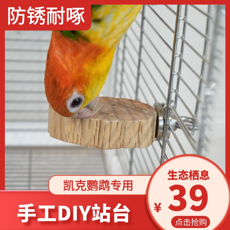 鹦鹉野梨花木站台鸟笼配件鸟站架鸟用跳台休息可固定跳板凯克玩具