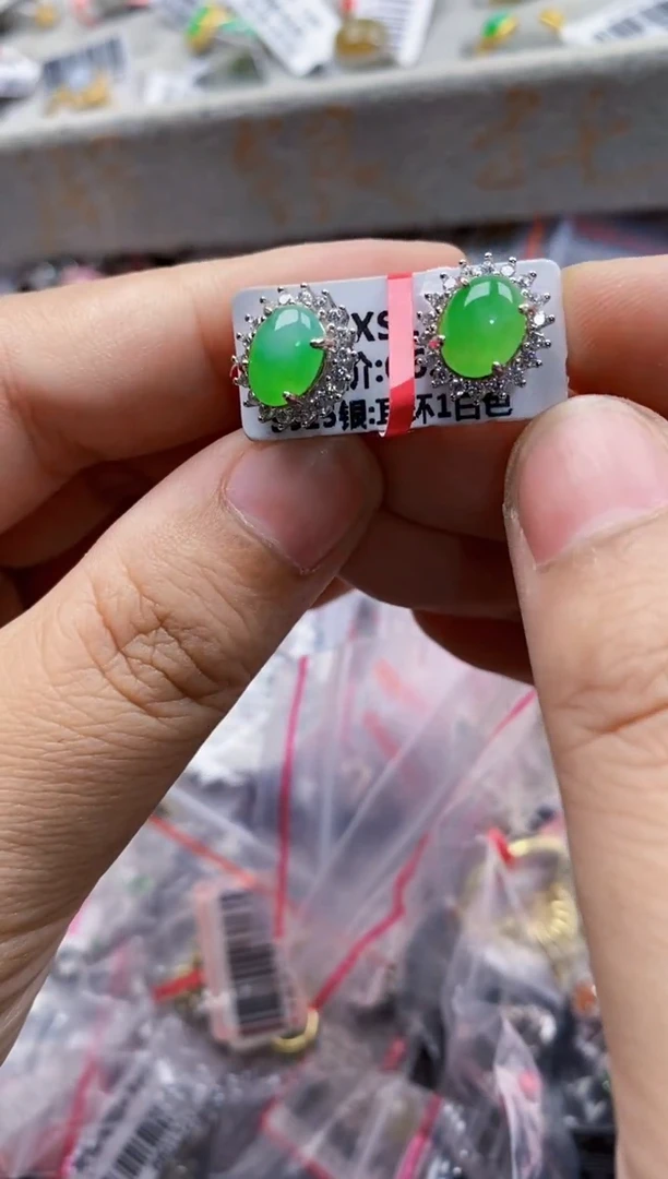 翡翠戒指银S925镶嵌5555---5