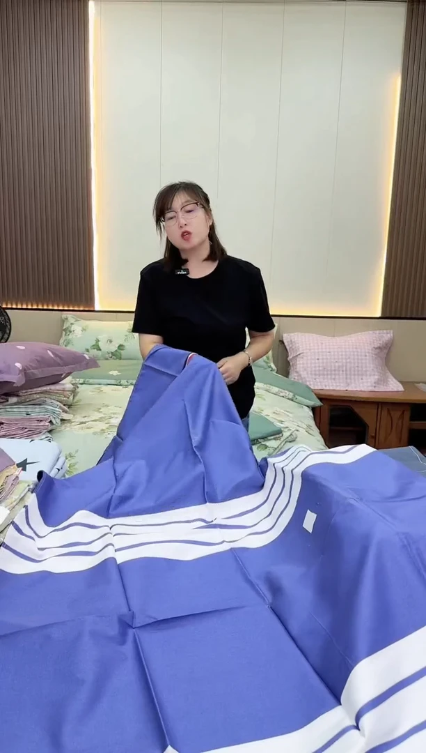 棉棉微瑕床单2*2.3米 蓝白条子