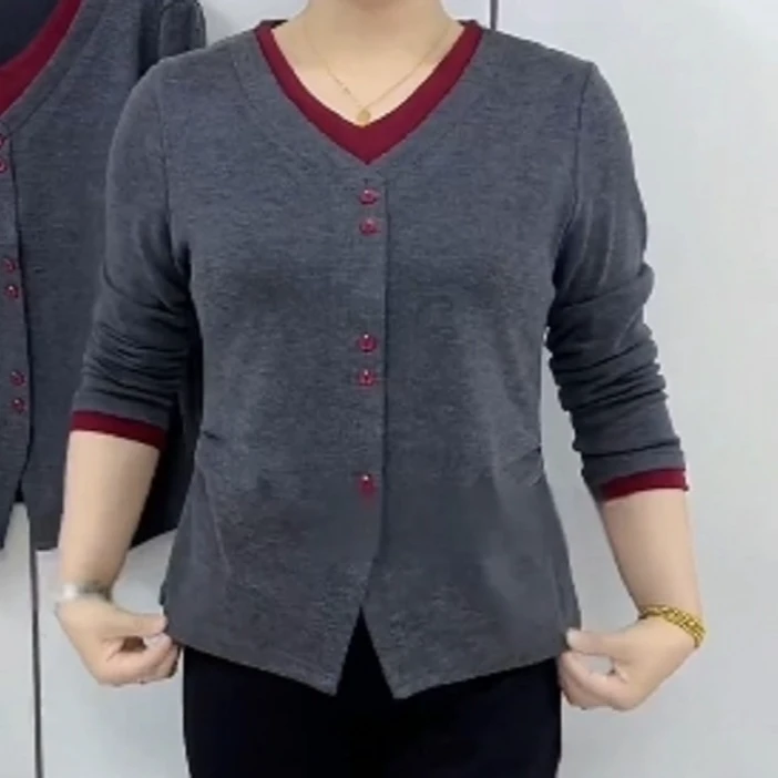 2025春秋新款妈妈洋气大码显瘦上衣