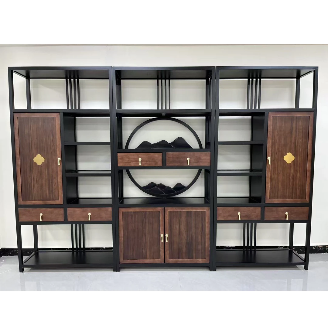 新中式实木博古架多宝阁茶叶书置物架隔断办公室茶室展示柜工艺