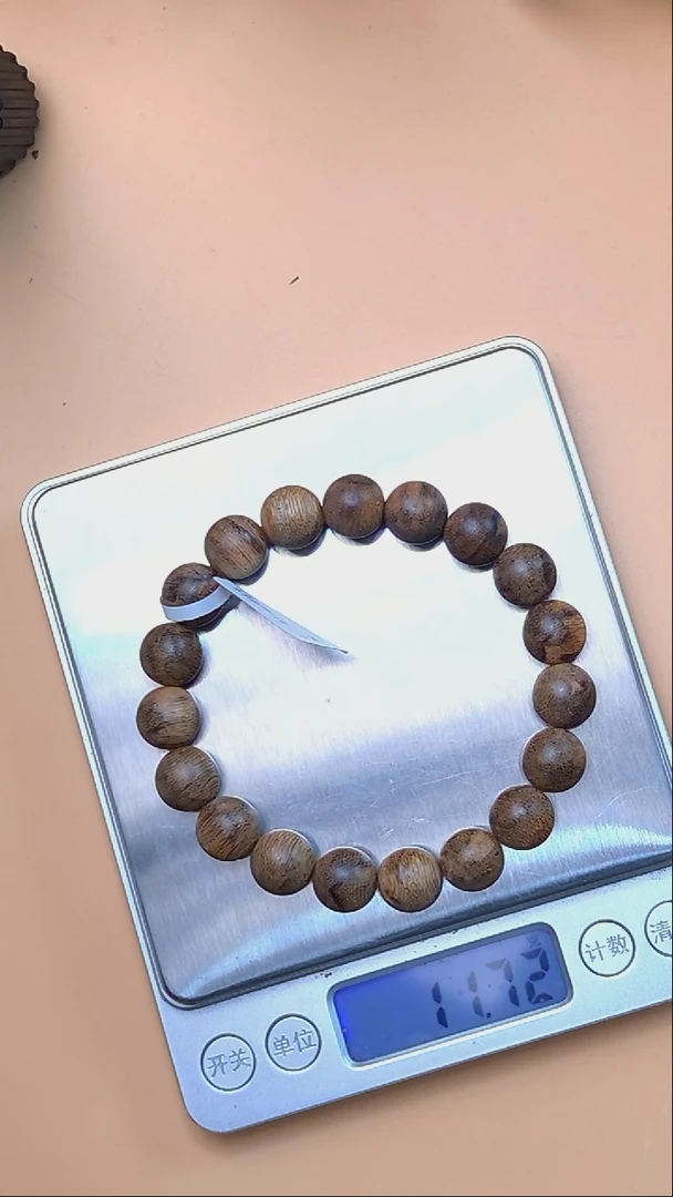 沉香手串金三角黑棋单圈11mm  3134