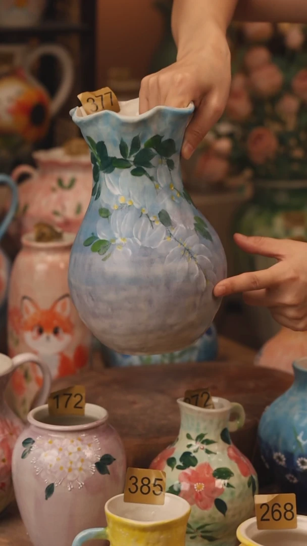 陶瓷377景德镇设计师手作花器摆件侘寂风