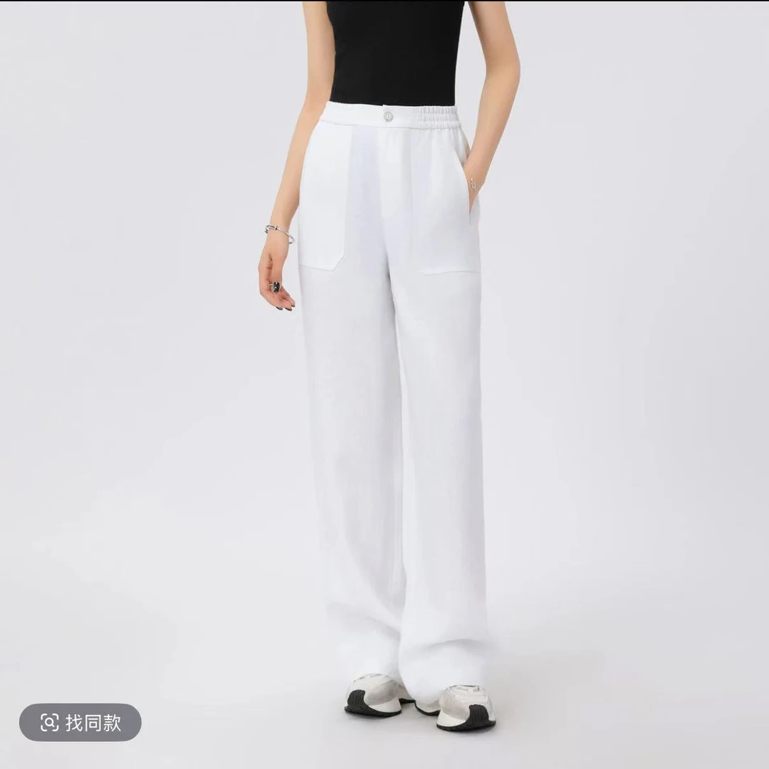 (100%亚麻）2025新款休闲宽松纯色百搭简约显瘦亚麻直筒裤9717
