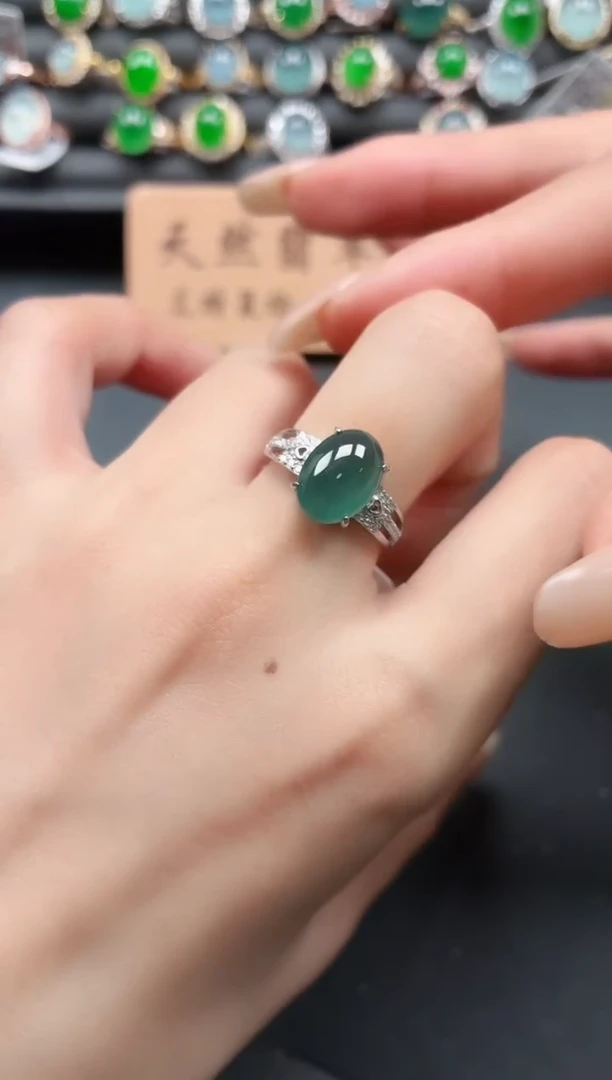 银S925镶嵌戒指翡翠11