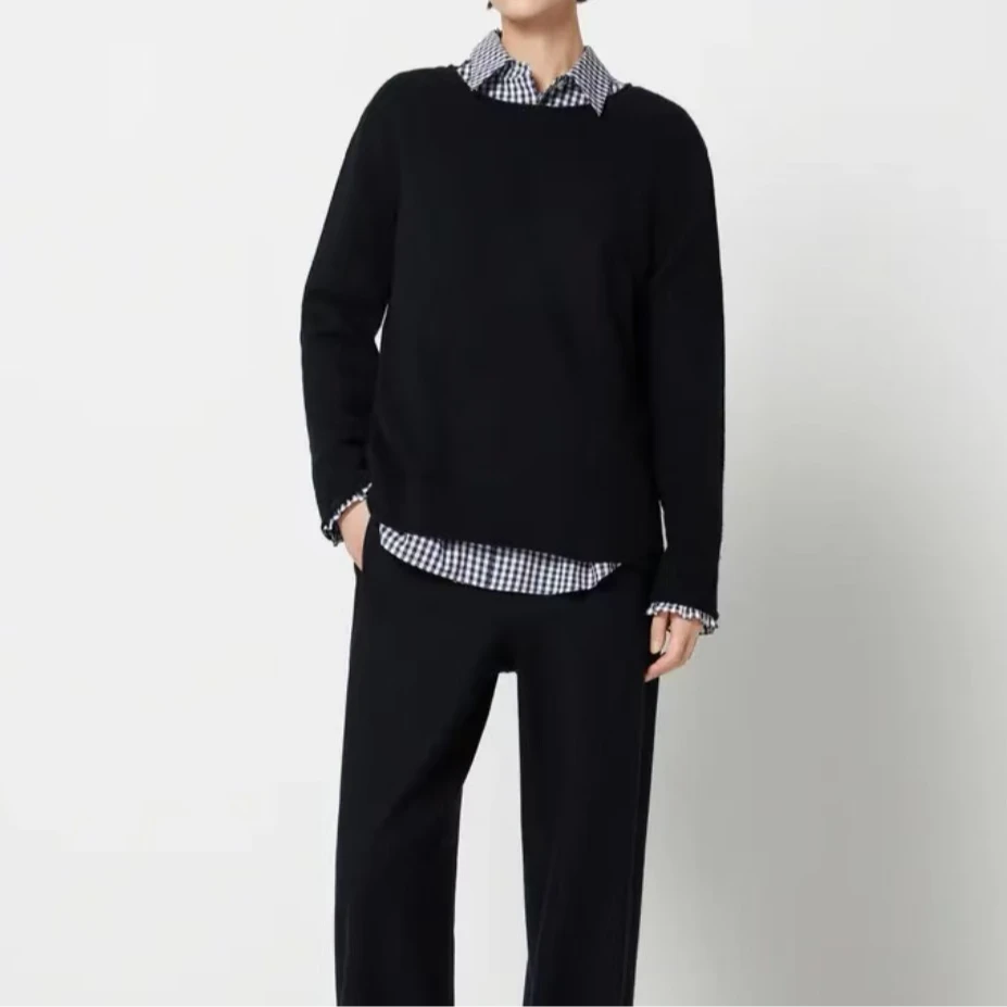 251058【多斯订单摩登教主】24秋冬新品宽松挺括一字领套头毛衫