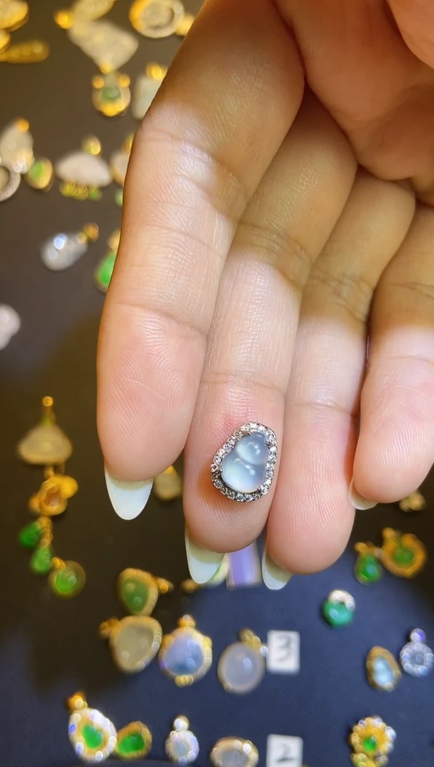 翡翠银S925镶嵌吊坠(不含链)1