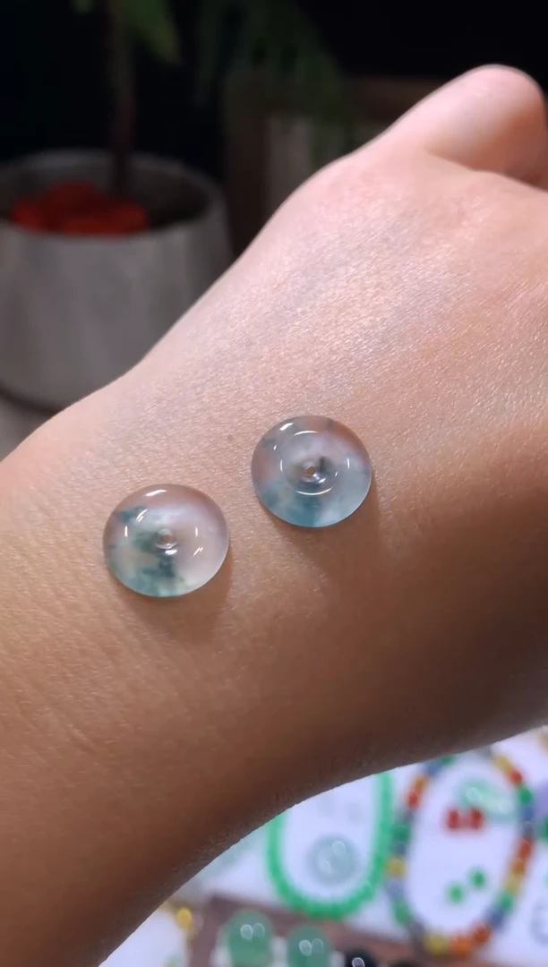 未镶嵌定制翡翠扣子一对