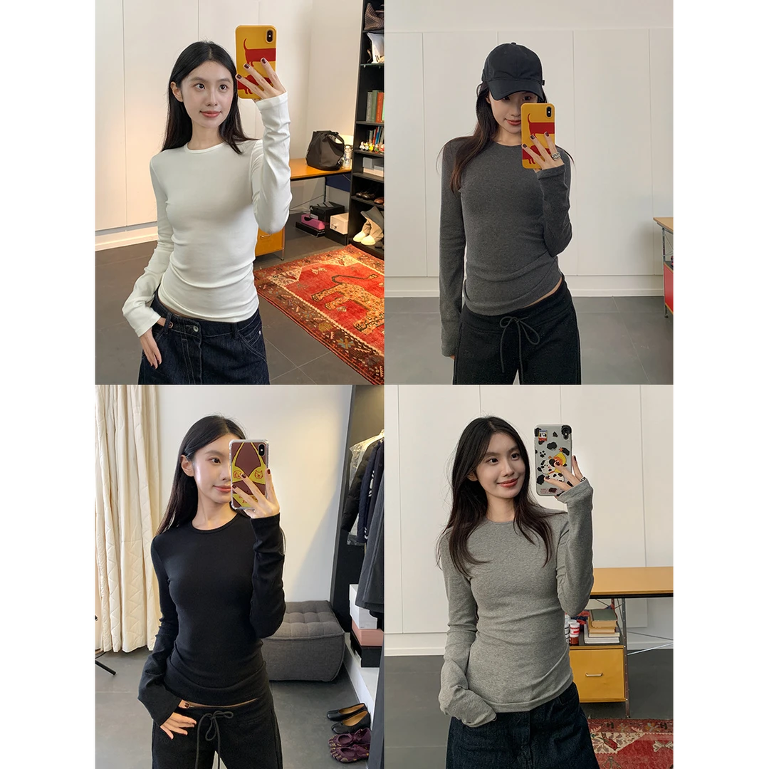 羊毛混纺软糯弹力打底衫女2025秋冬内搭修身甜辣正肩t恤上衣 JP70