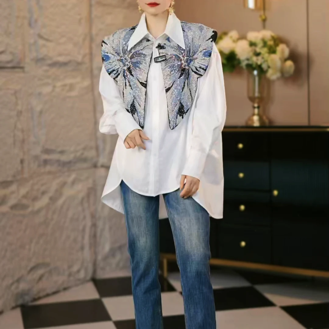 原创麦子设计双生花珠片定位披肩时尚百搭气质云肩轻奢高级披肩80