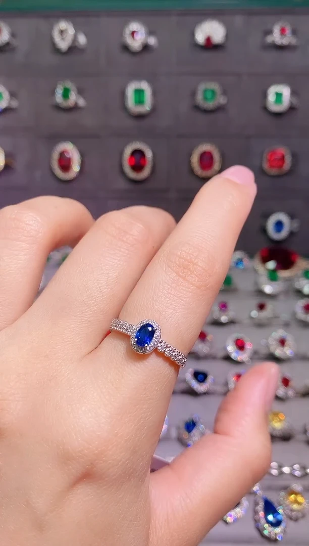 【闪购商品】蓝宝石戒指铂Pt950镶嵌1