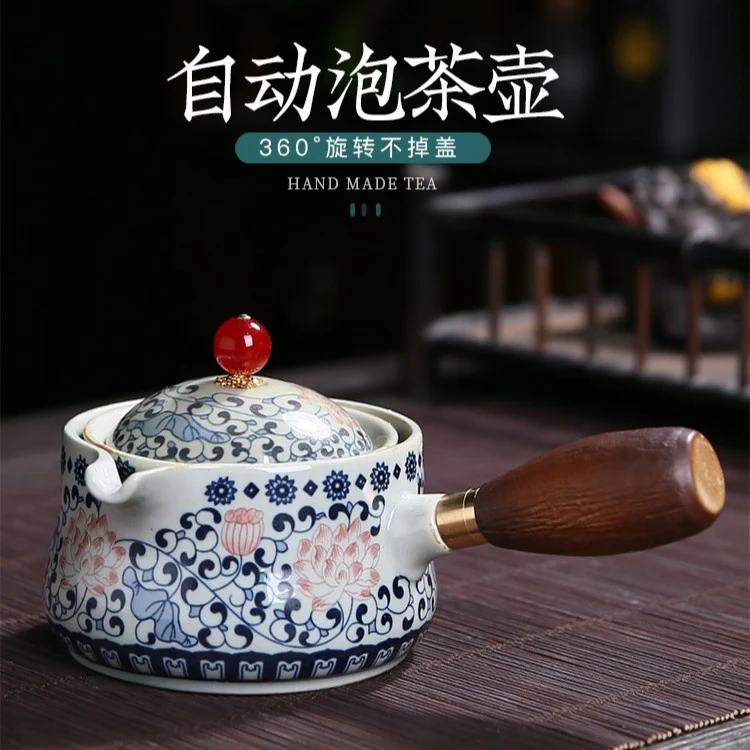 中式家用高档手工大容量大号珐琅彩旋转逍遥泡小康泡复古茶具