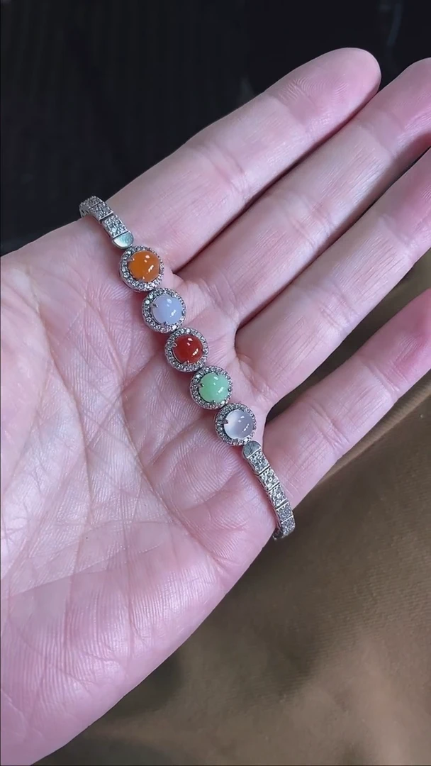 【闪购商品】定制翡翠手链银S925镶嵌13359号