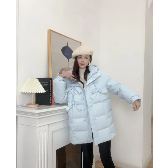 IEF/爱依服2025冬季新款韩版甜美时尚蝴蝶结设计保暖羽绒中外套