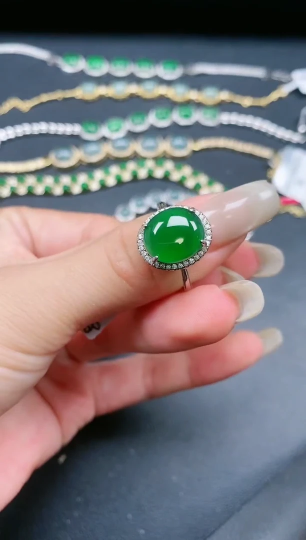 翡翠戒指银S925镶嵌11111