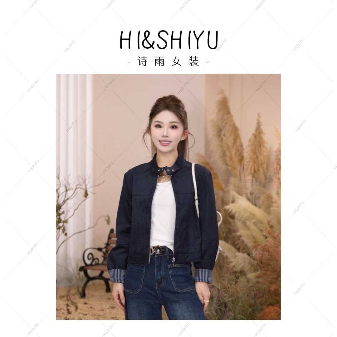 HISHIYU【摩登街头】高级感麂皮绒2025秋季新款小个子百搭立领外套