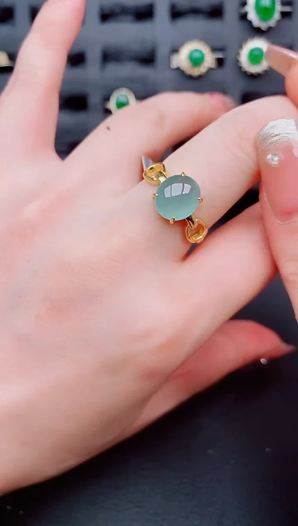 翡翠戒指银S925镶嵌天然a货翡翠193