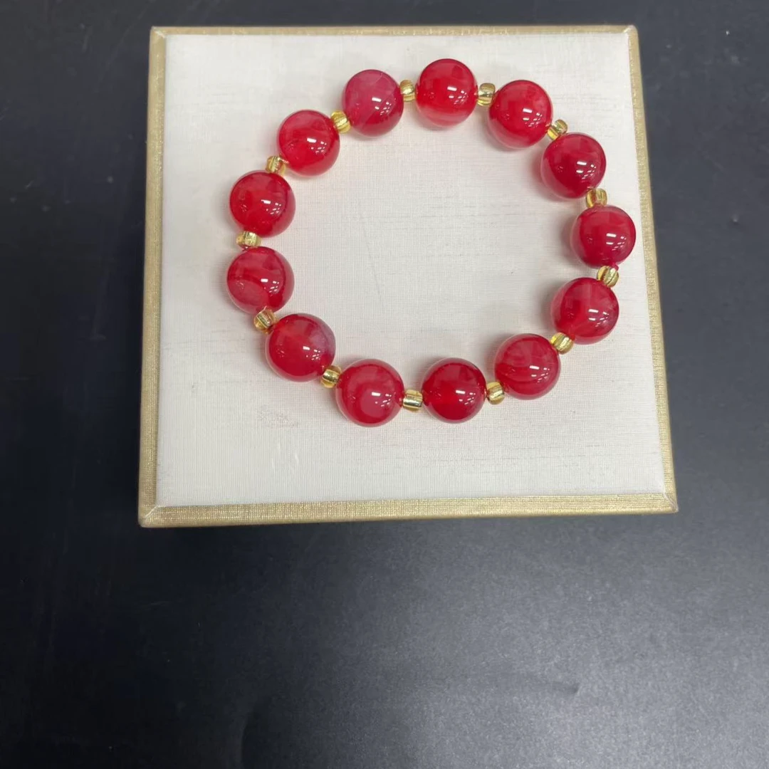 【小杰推荐】雪胆红莲圆珠配隔珠手链 （多样性发其一）7113